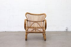 Low Midcentury Bamboo Rattan Lounge Chair