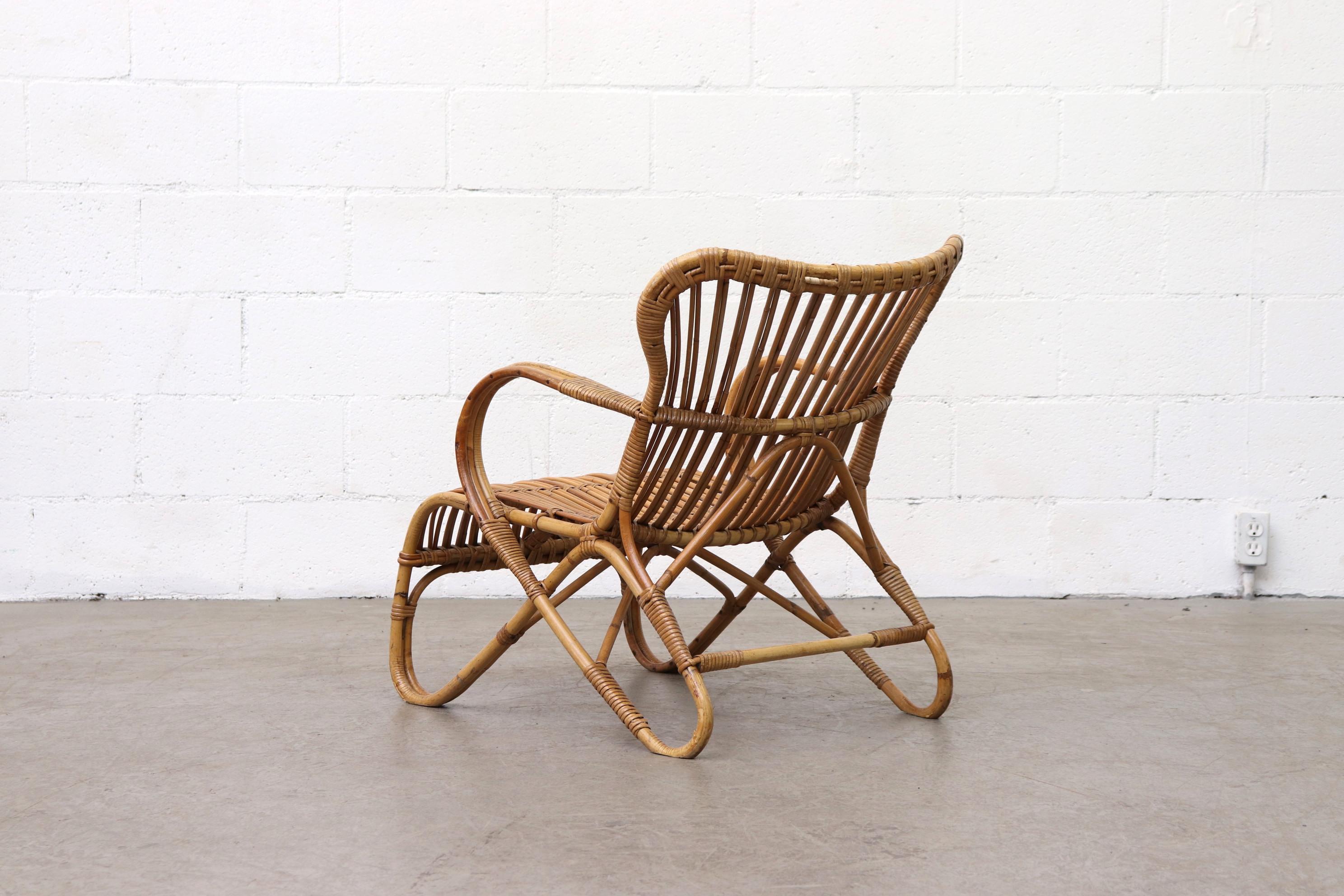 mid century rattan lounge chair