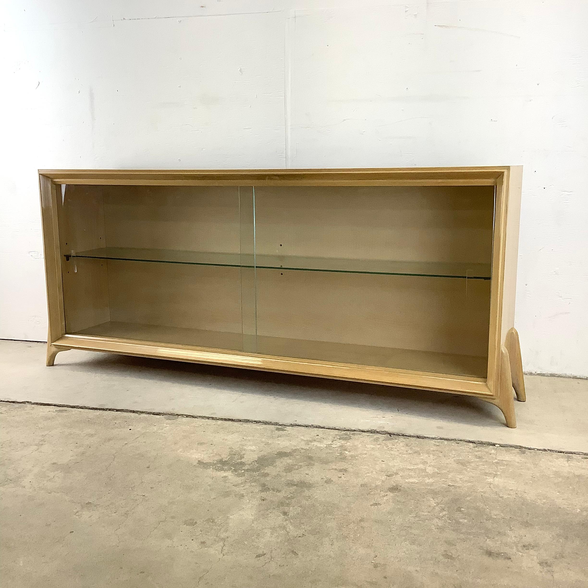 Unknown Low Mid-Century Bookcase or Display Case With Sliding Glass Doors 