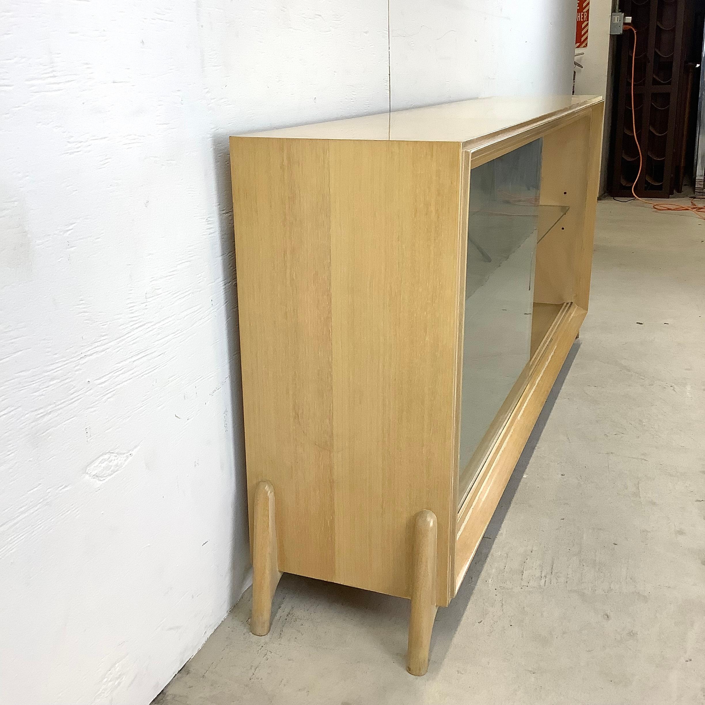 Other Low Mid-Century Bookcase or Display Case With Sliding Glass Doors 