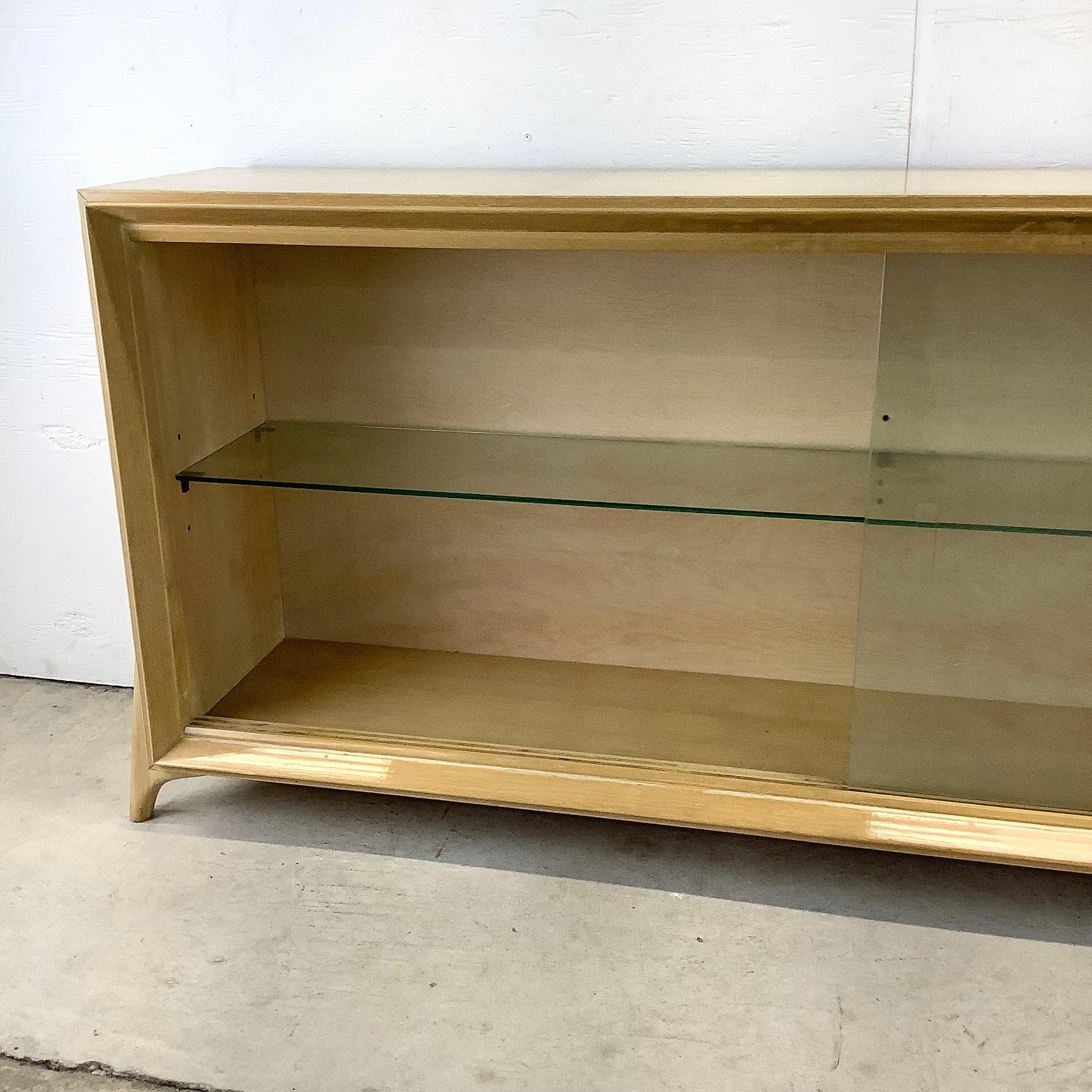 Low Mid-Century Bookcase or Display Case With Sliding Glass Doors  2
