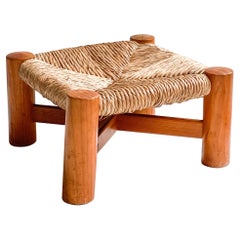 Low Mid-Century Wabi sabi  Rush Stool by Architect Wim Den Boon, 50s Netherlands