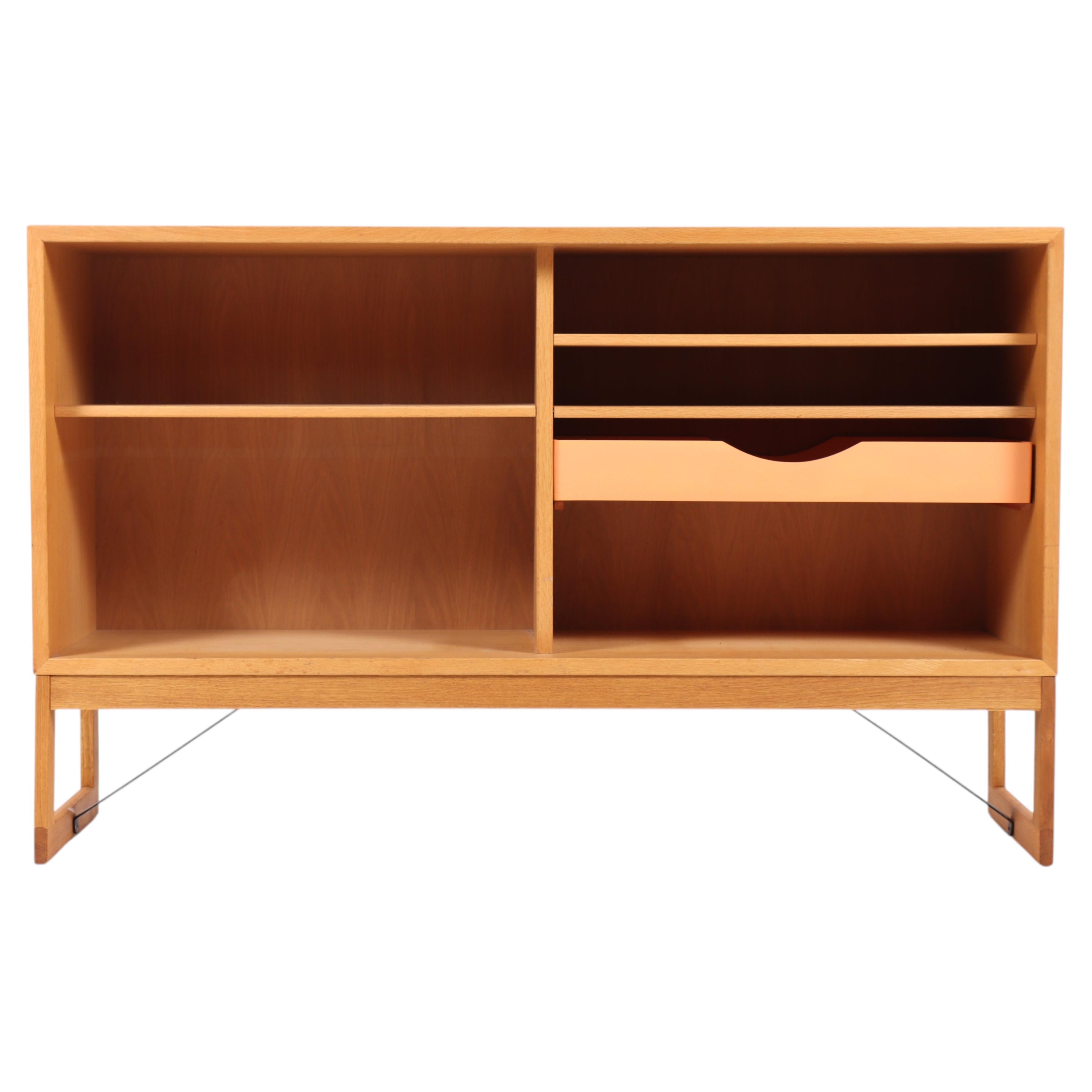 Low Midcentury Bookcase, in Oak by Børge Mogensen For Sale