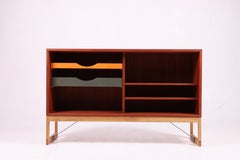 Low Midcentury Bookcase, Teak with Colored Drawers by Børge Mogensen