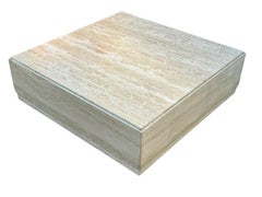 Mesa Cocktail Cubo Cuadrada de Mármol Travertino Moderna Italiana Baja de Mediados de Siglo