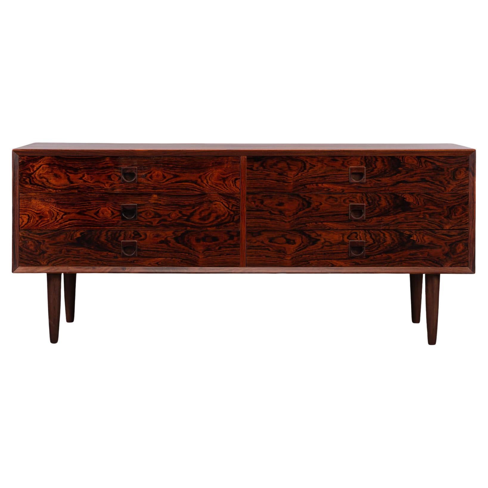 Low Midcentury Rosewood Chest of drawers by Brouer Møbelfabrik, 1960s For Sale