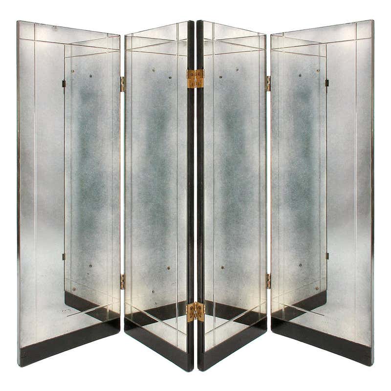 4 Panel Mirrors 70's Four Panel Double Sided Mirror Screen at 1stDibs