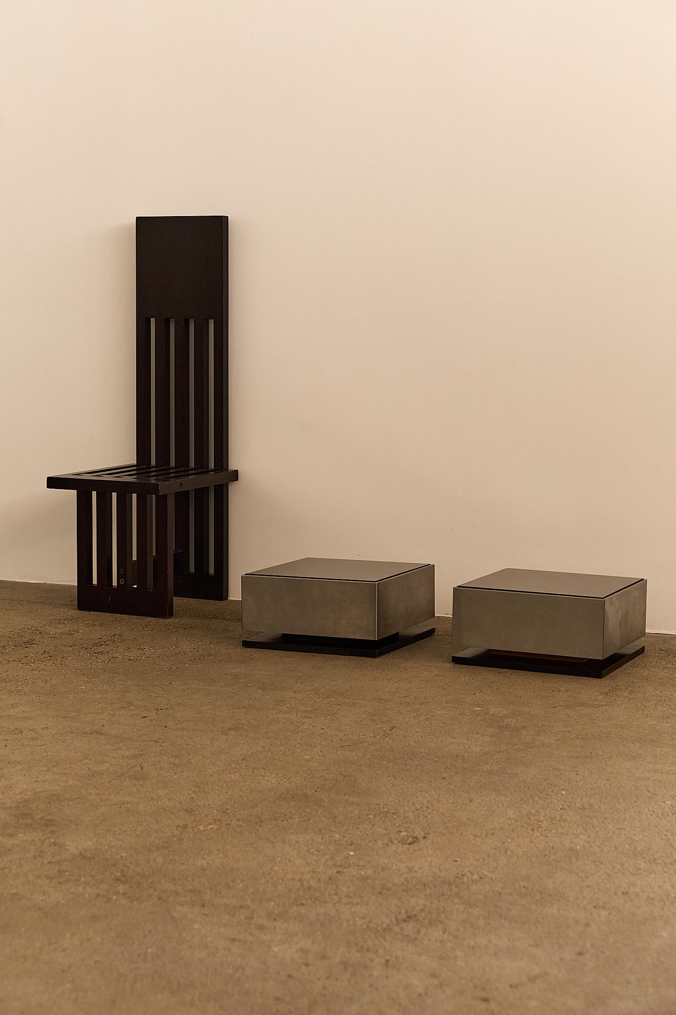 Low Mirrored Tables by Giovanni Ausenda (Edelstahl) im Angebot