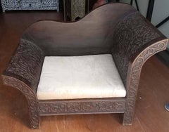 Low Moroccan Cedar Wooden Chair