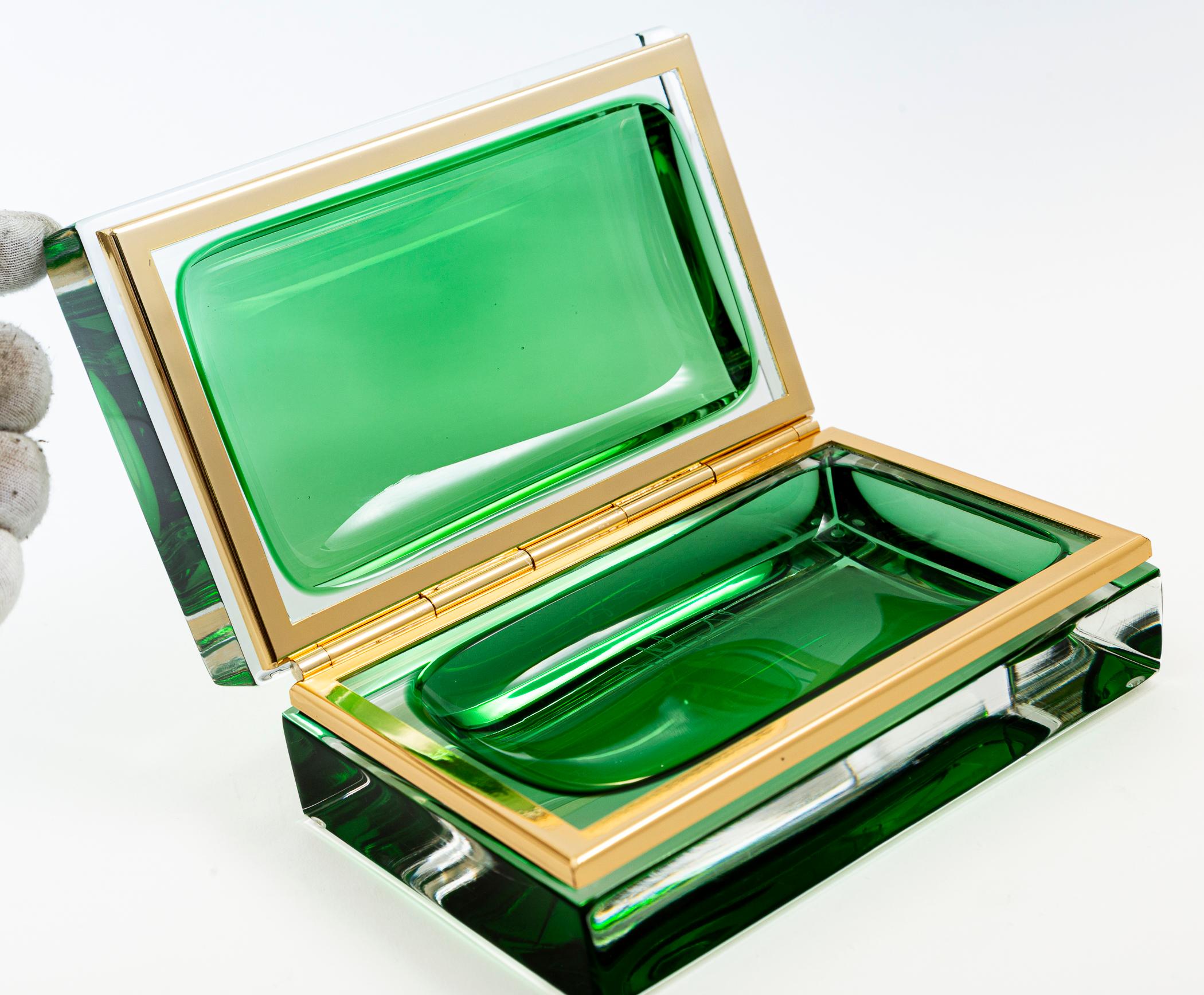 Moderne Boîte rectangulaire en verre Greene Glass Sommerso Greene Greene, contemporaine en vente