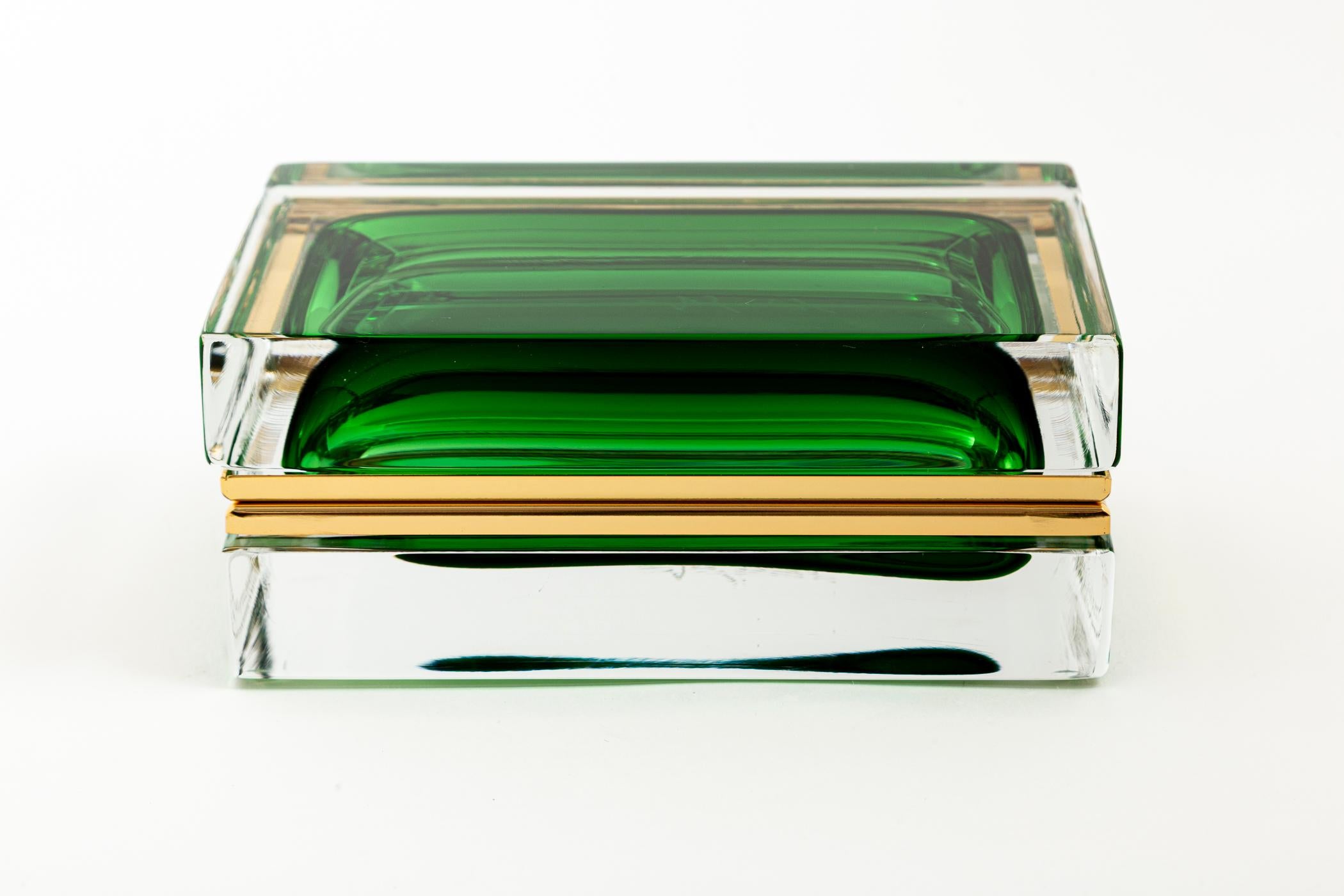 italien Boîte rectangulaire en verre Greene Glass Sommerso Greene Greene, contemporaine en vente