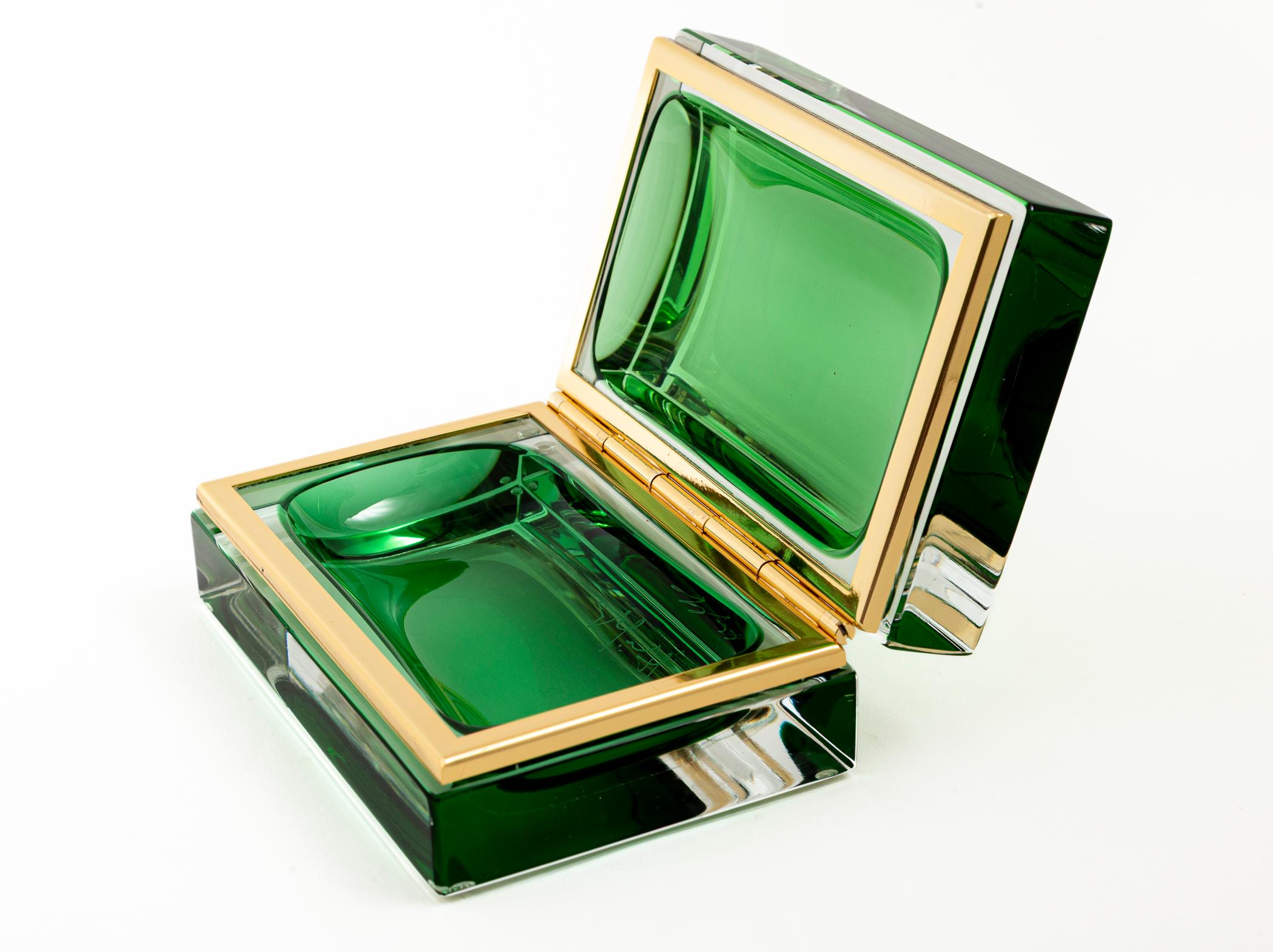 XXIe siècle et contemporain Boîte rectangulaire en verre Greene Glass Sommerso Greene Greene, contemporaine en vente