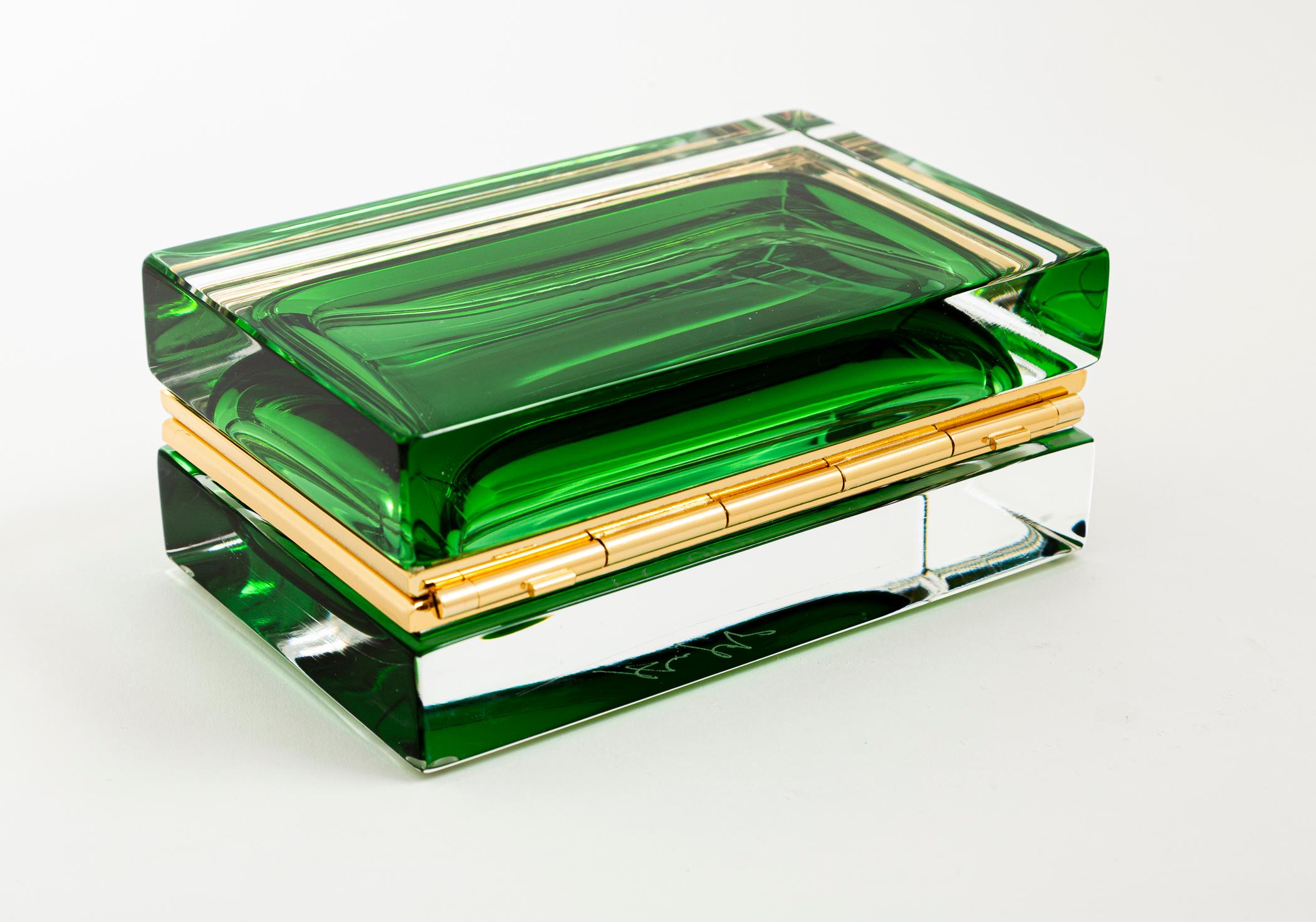Verre de Murano Boîte rectangulaire en verre Greene Glass Sommerso Greene Greene, contemporaine en vente