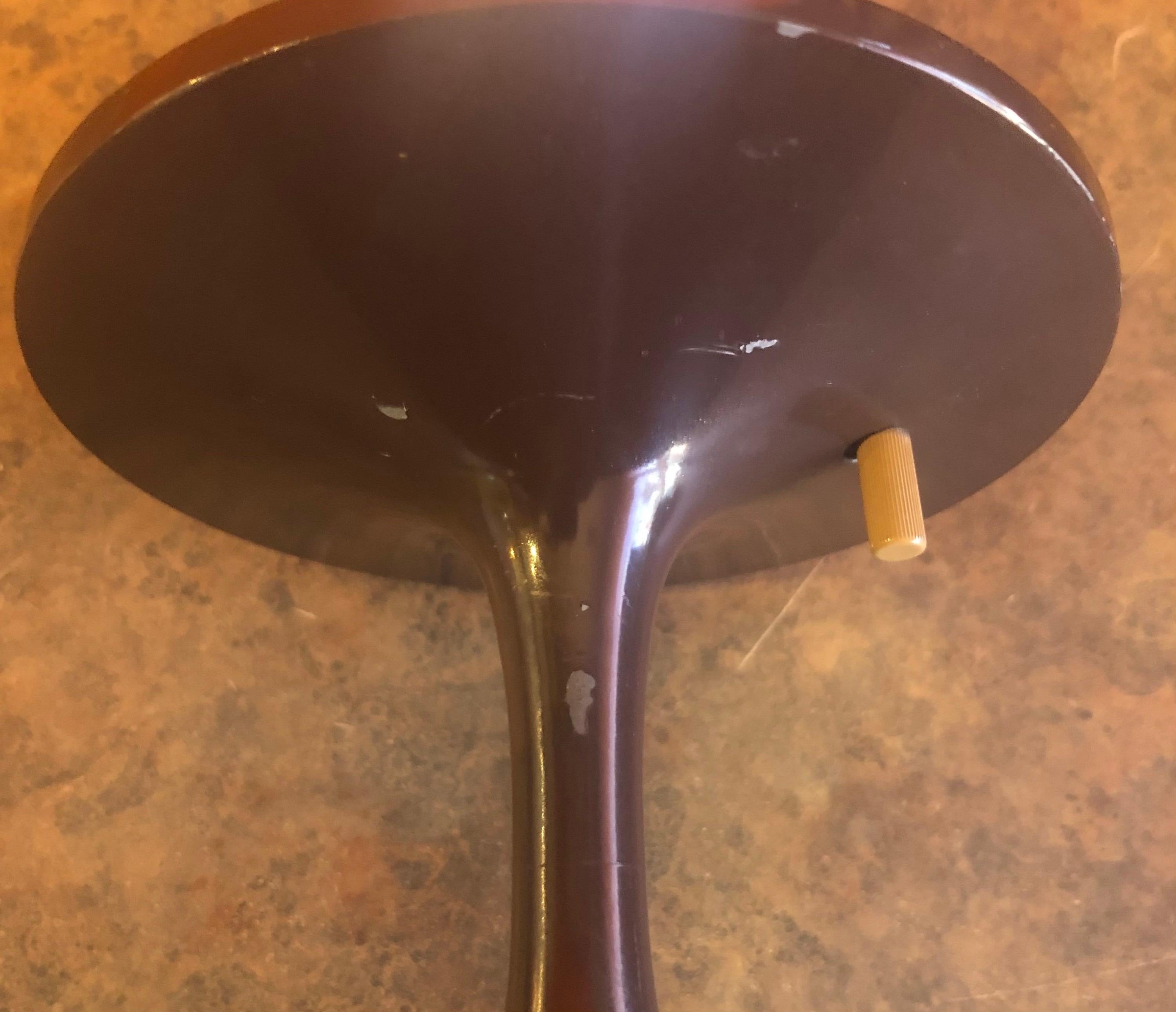 Low Mushroom Lamp with Brown Base and Art Glass Shade by Laurel Lamp Co. 4