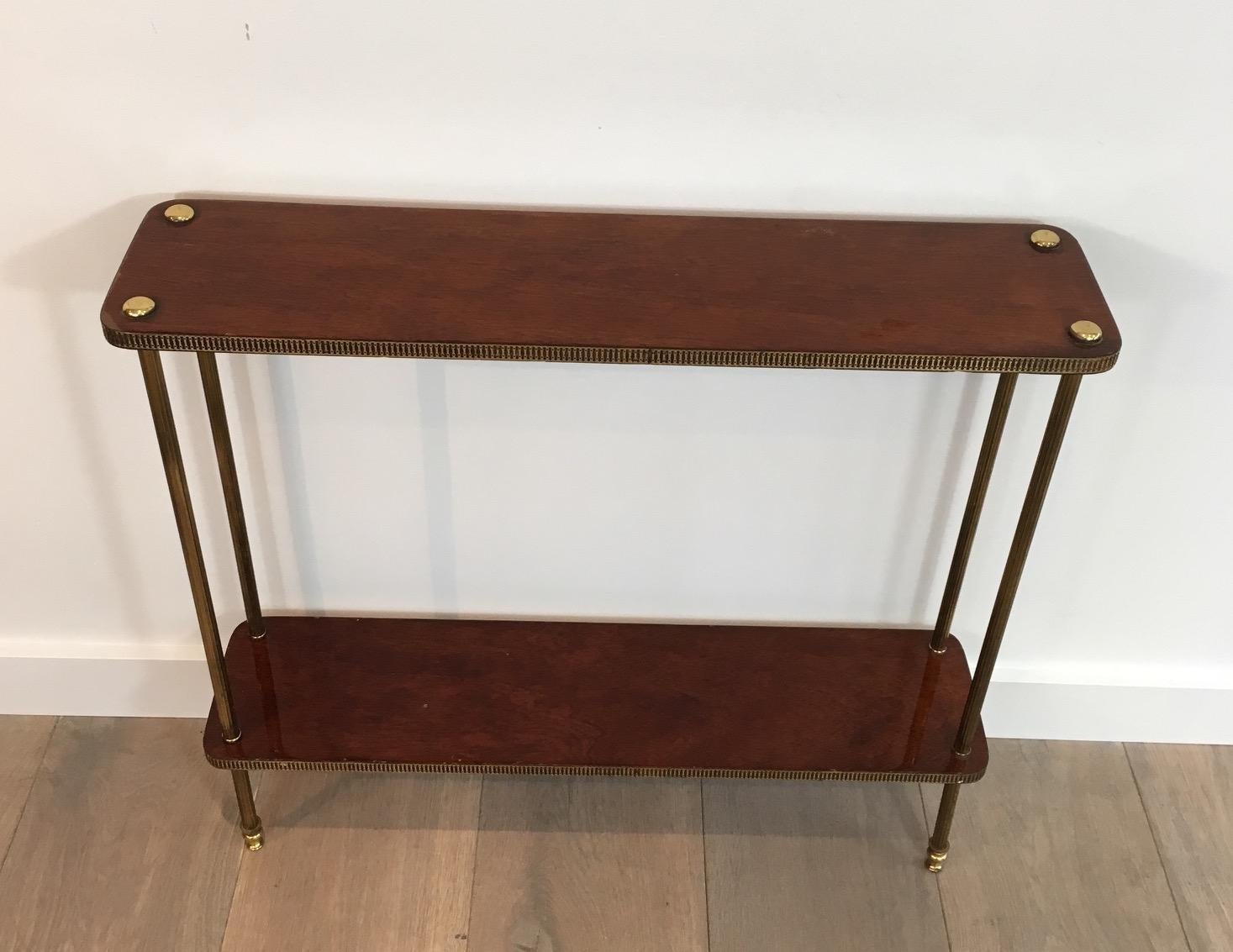 Low Neoclassical Mahogany and Brass Shelf, French, circa 1940 6