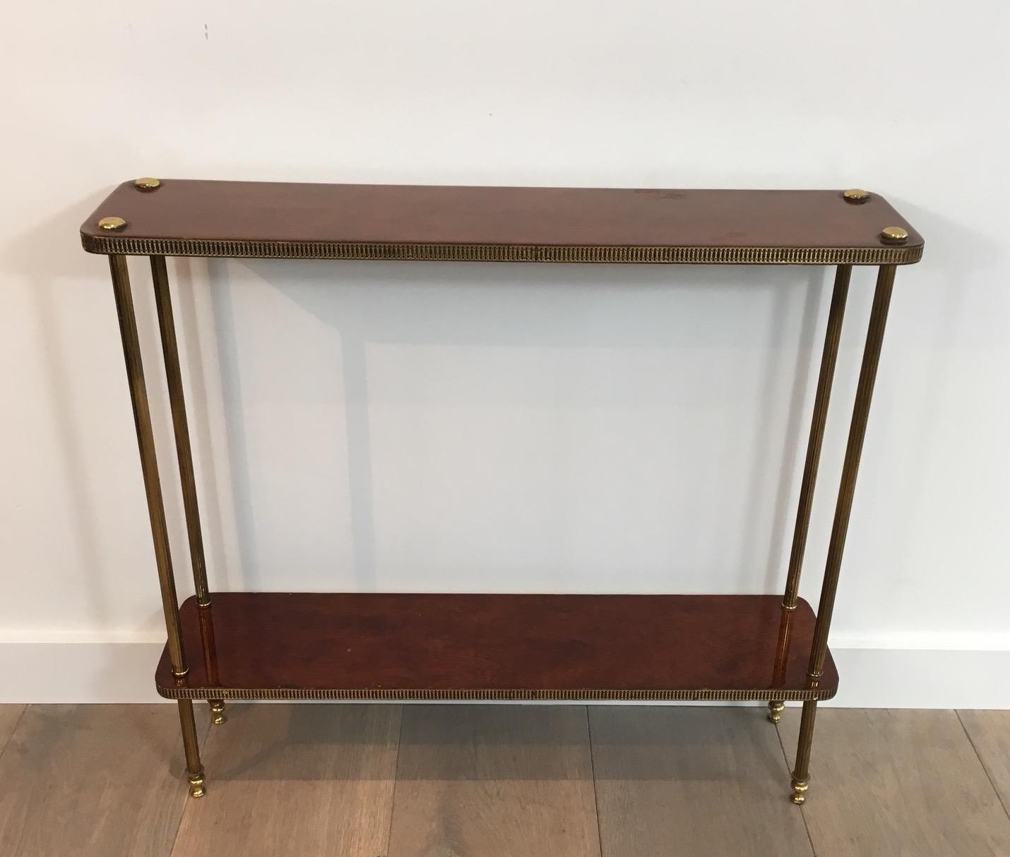 Low Neoclassical Mahogany and Brass Shelf, French, circa 1940 7