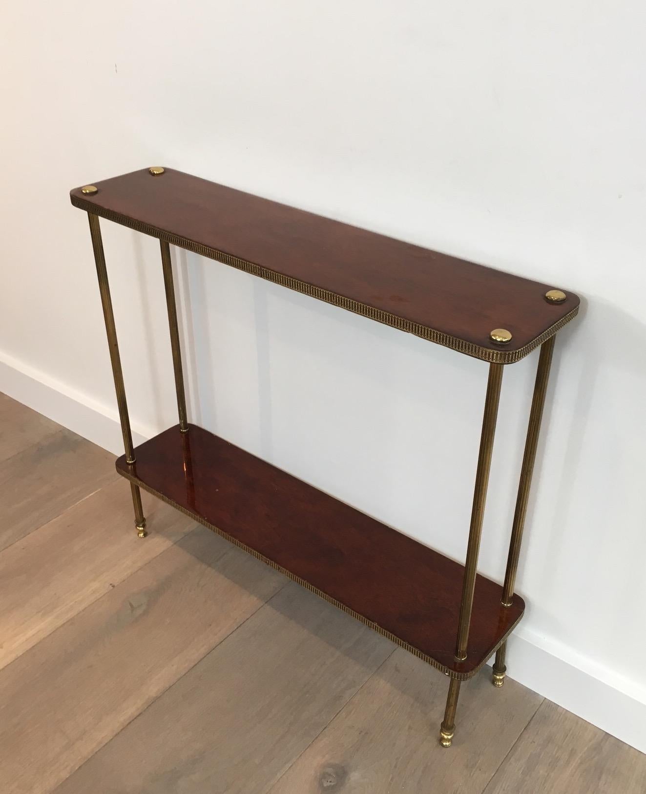 Low Neoclassical Mahogany and Brass Shelf, French, circa 1940 8