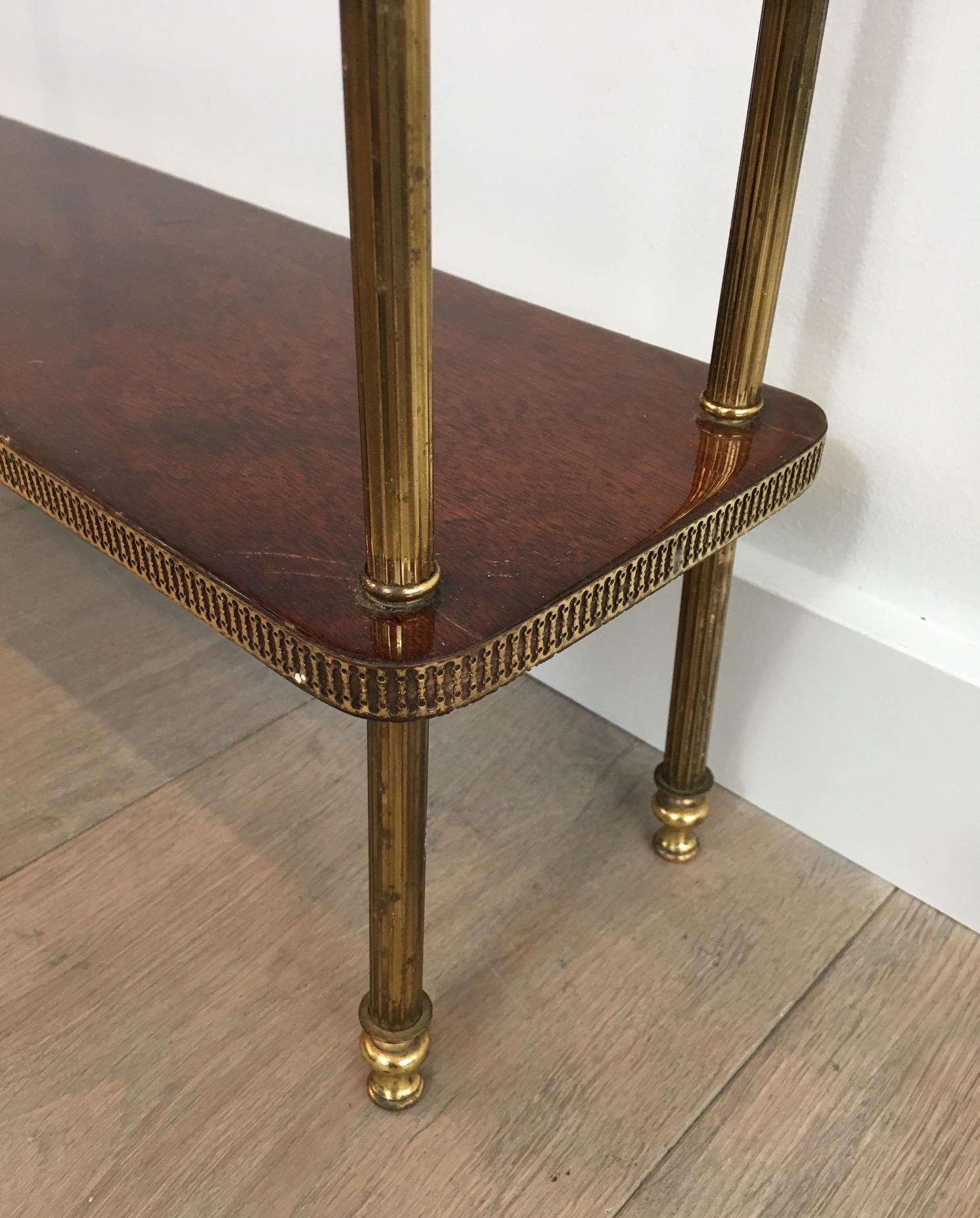 Low Neoclassical Mahogany and Brass Shelf, French, circa 1940 2