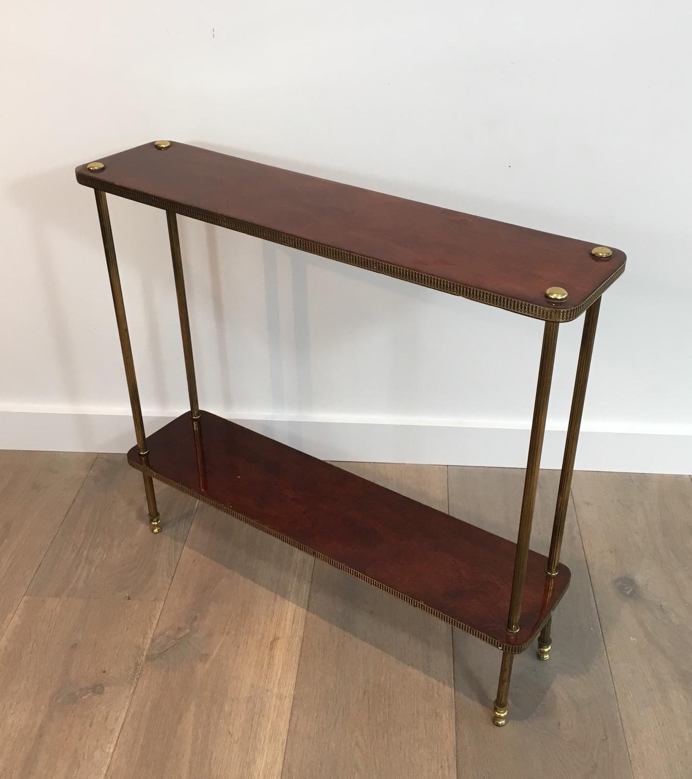 Low Neoclassical Mahogany and Brass Shelf, French, circa 1940 5