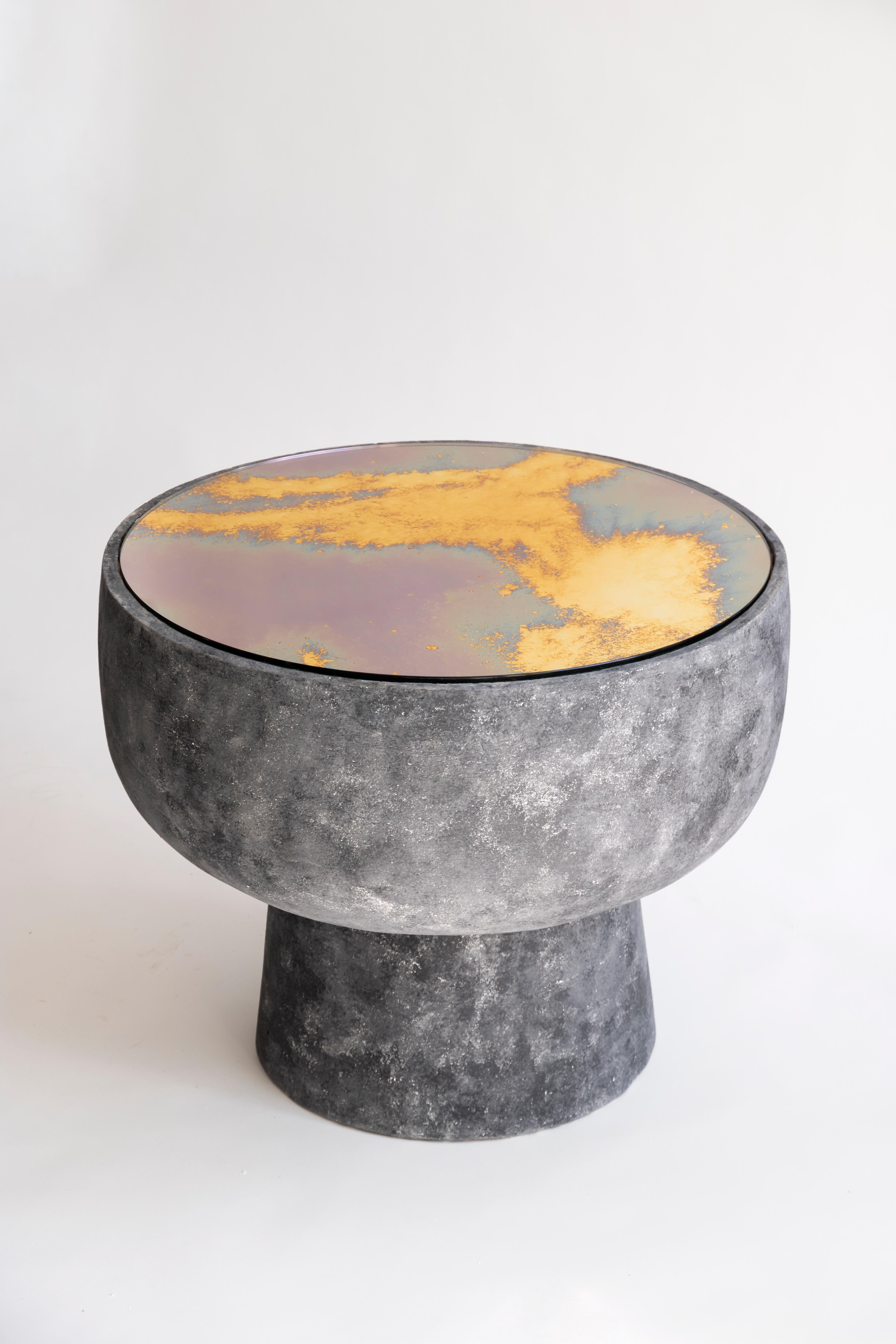 Terracotta Low Neroterra 2 Side Table by ZPS Studio For Sale