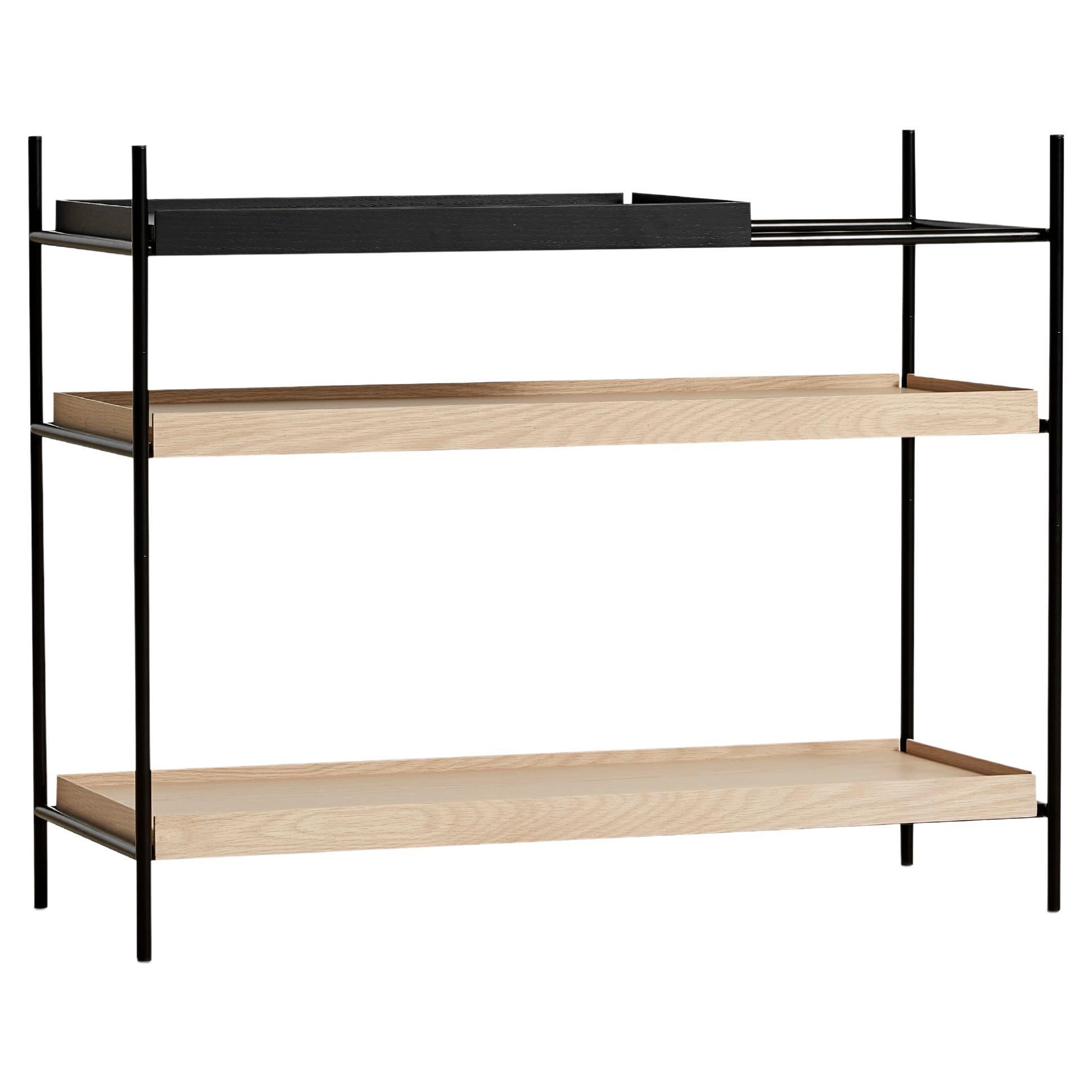 Low Oak and Black Tray Shelf i by Hanne Willmann For Sale