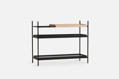Low Oak and Black Tray Shelf II by Hanne Willmann