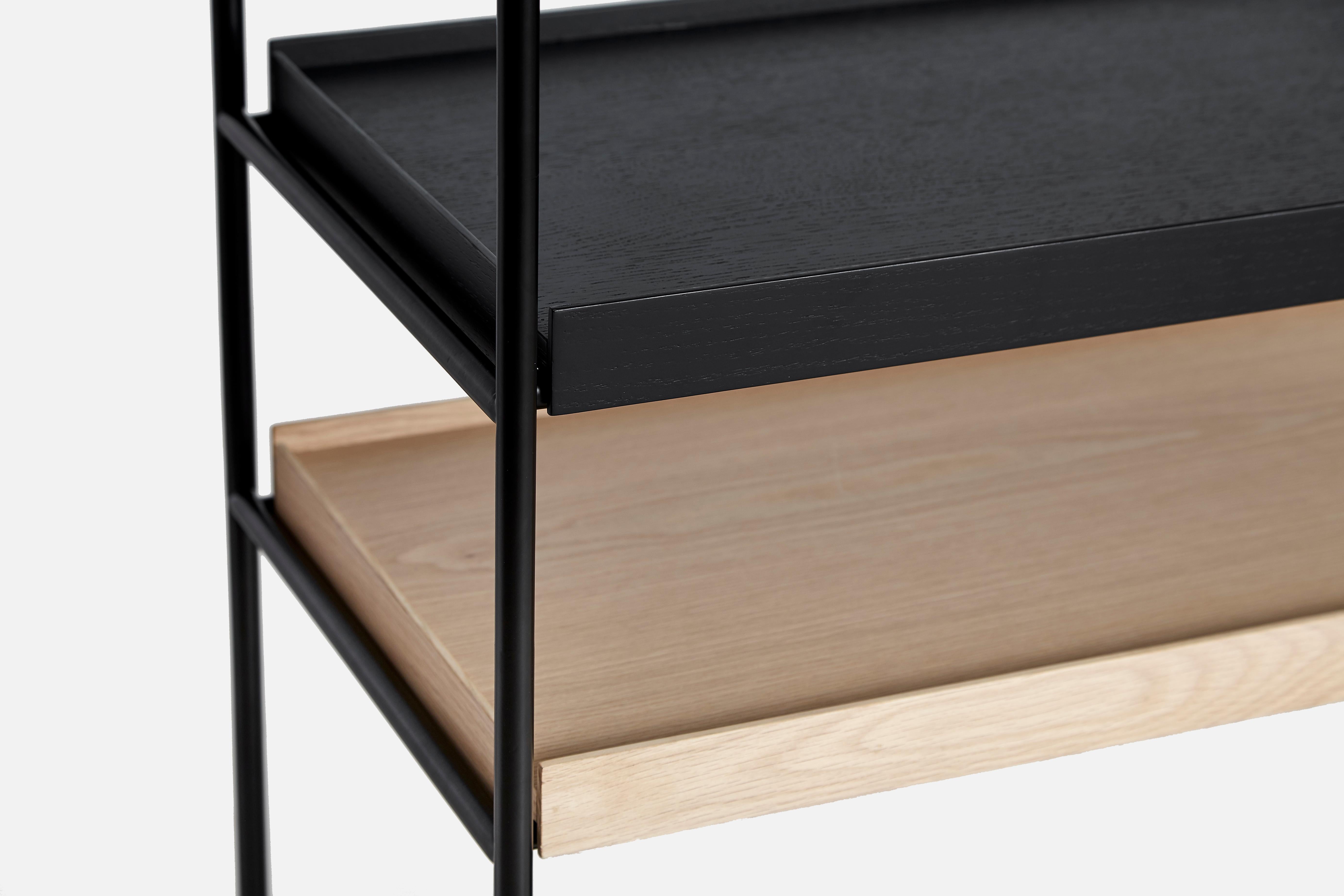 Low Oak and Black Tray Shelf II by Hanne Willmann In New Condition For Sale In Geneve, CH