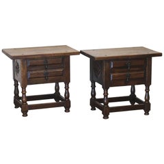 Low Oak Bedside Tables - PBT2