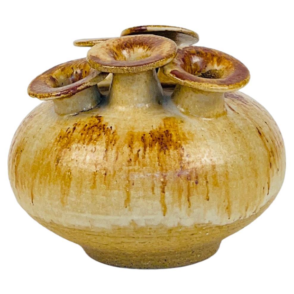 Low Organic Ceramic Vase by Rudi Stahl, Germany 1970s For Sale