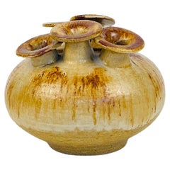 Vintage Low Organic Ceramic Vase by Rudi Stahl, Germany 1970s