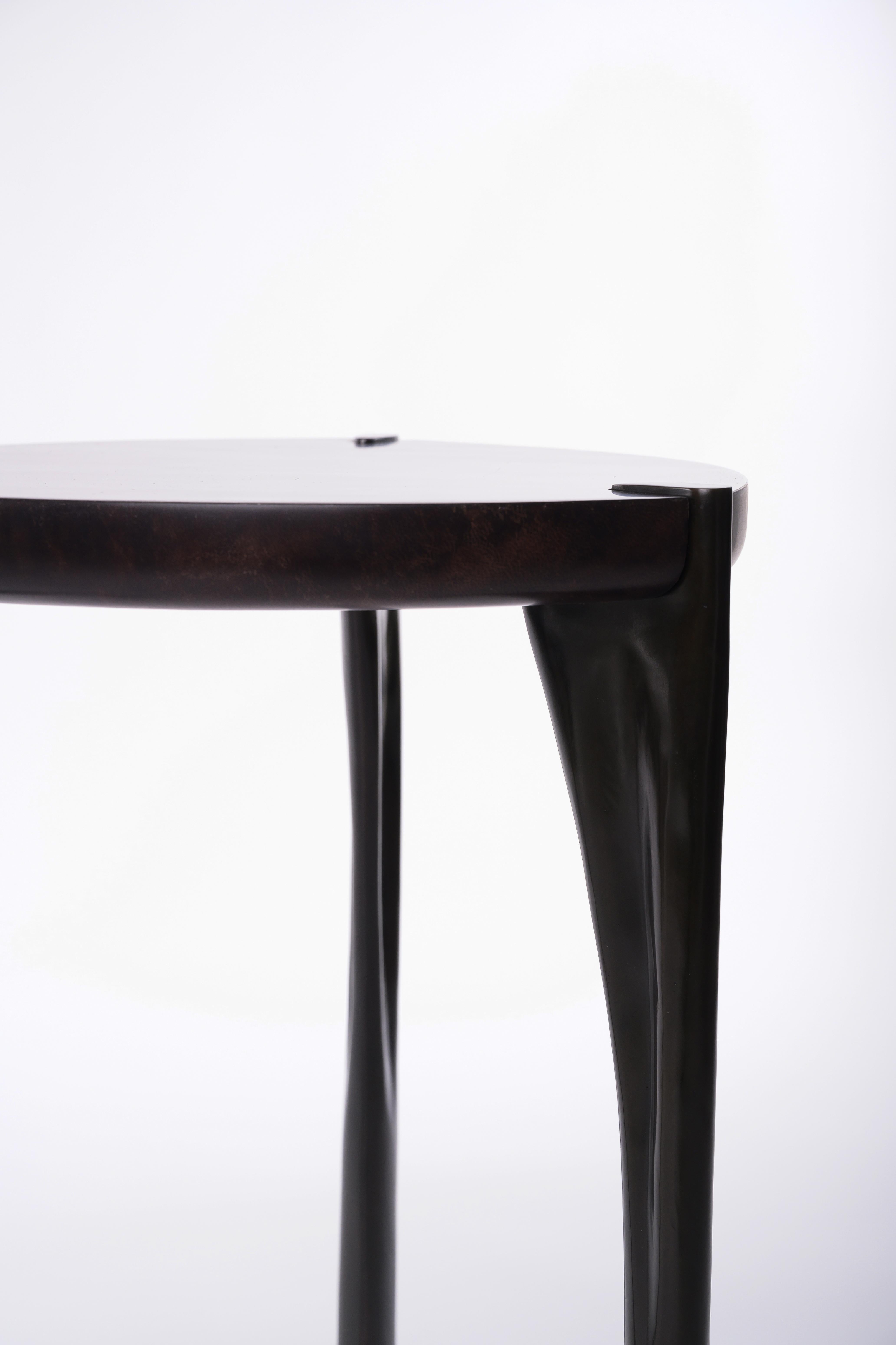 Modern Parchment and Bronze Oscar Side Table by Elan Atelier, Low Table (Preorder) For Sale