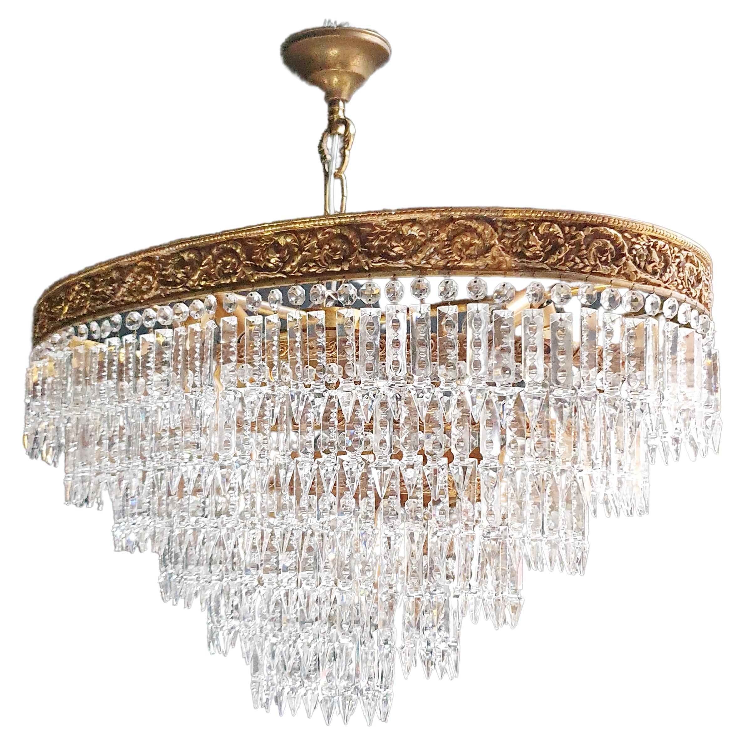 Low Oval Plafonnier Crystal Chandelier Brass Lustre Ceiling Antique Art  Nouveau at 1stDibs | oval crystal chandelier, brass crystal chandelier, low  ceiling chandelier