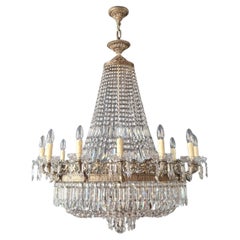 Plafonnier ovale ancien plafonnier en cristal et laiton lustré Art Nouveau