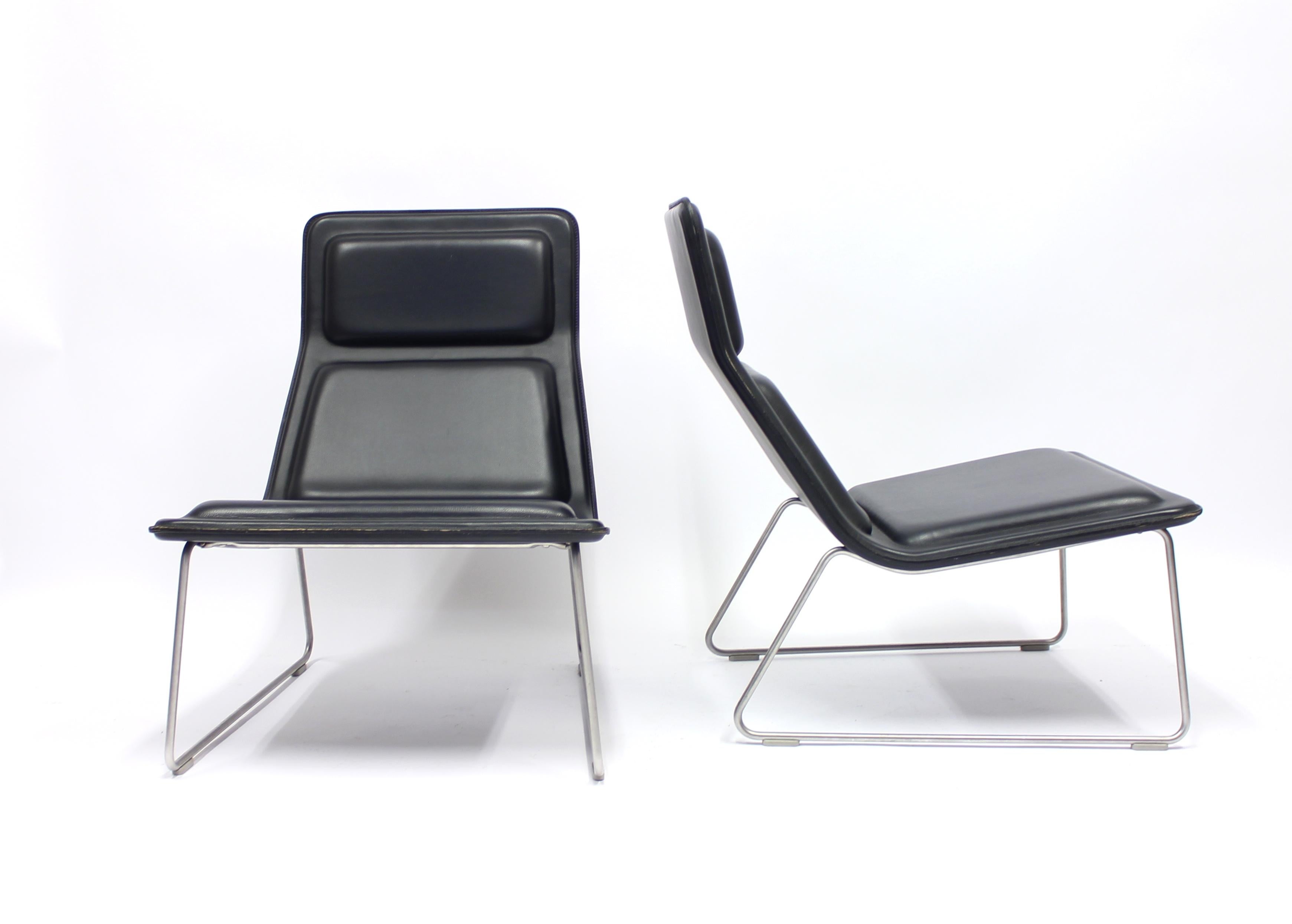 Minimalist Low Pad Chairs by Jasper Morrisson for Cappellini, 1999, Set of 2