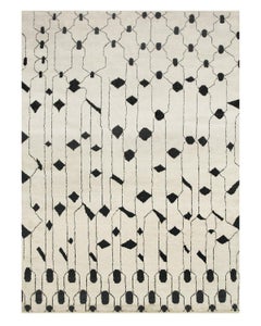 Hand-Knotted Ivory Wool Rug – Low Pile Berber, Rectangular 275 by Mohebban