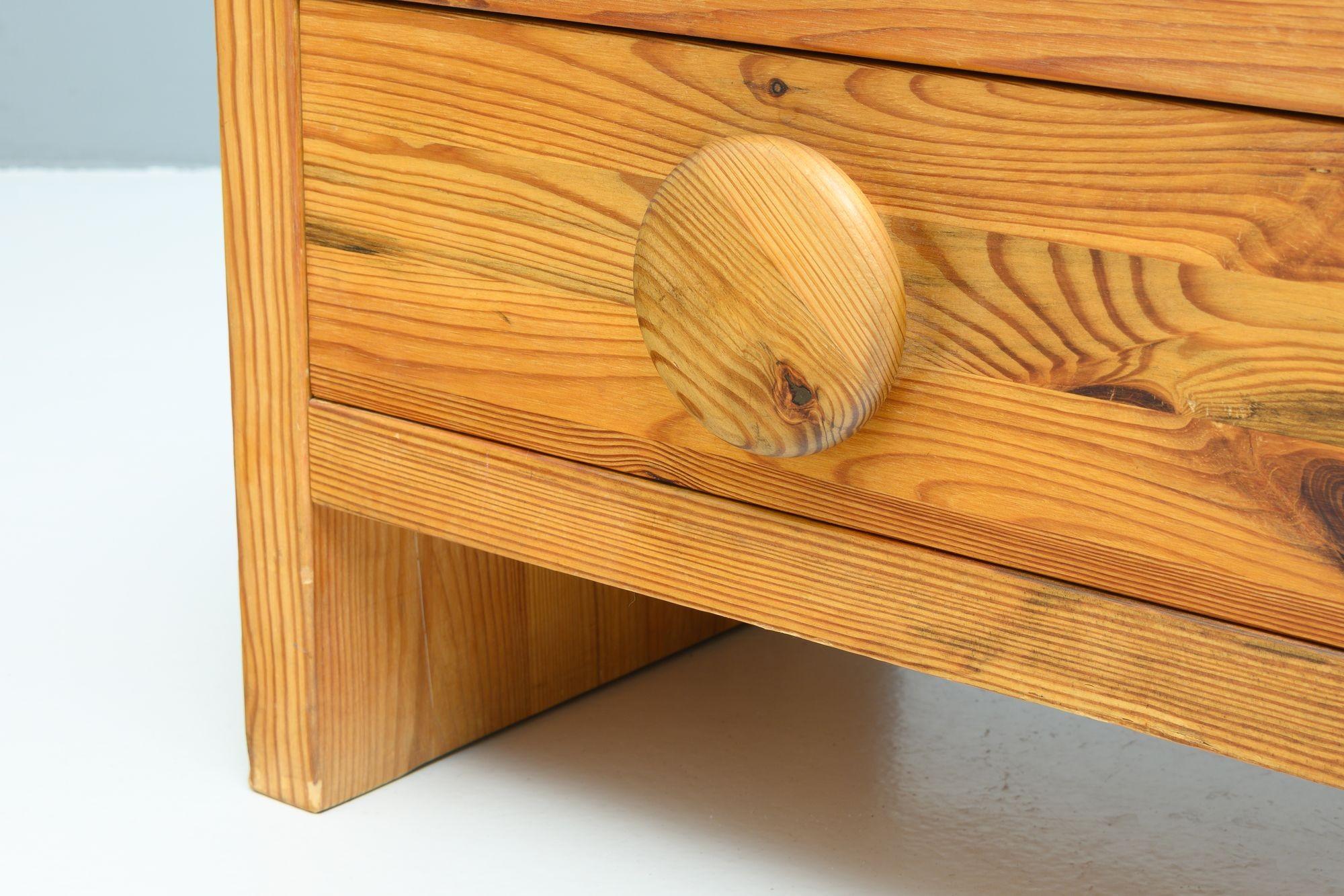 Swedish Low Pine Chest of Drawers For Sale