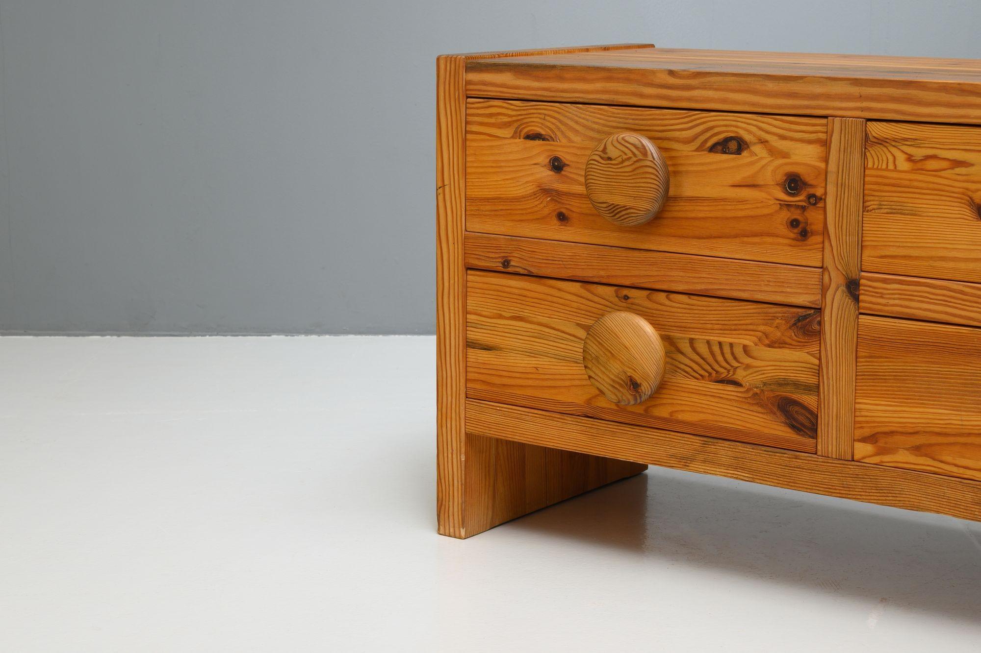 Low Pine Chest of Drawers For Sale 1
