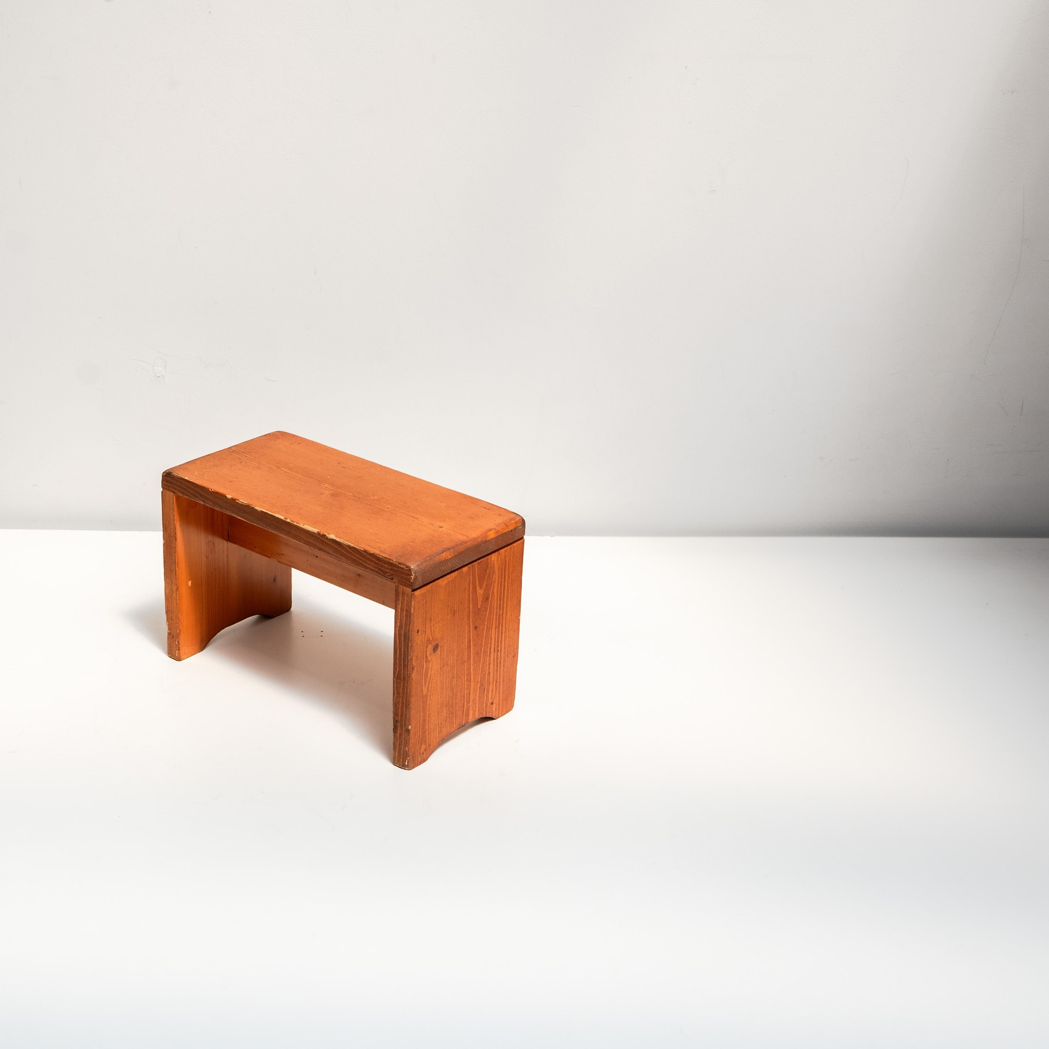 Low Pine Stool from Les Arcs, France, 1970s For Sale 1