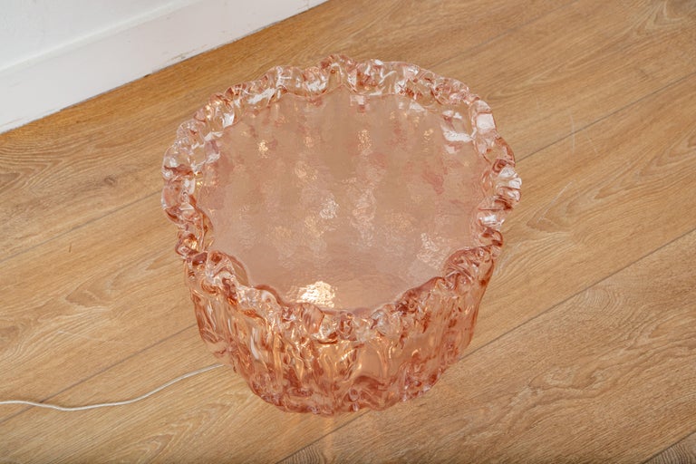 Organic Modern Low Pink Glass Side Table, by Tokujin Yoshioka, in Stock