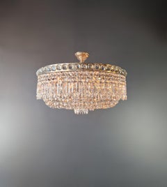Low Plafonnier Antique Crystal Chandelier Brass Lustre Ceiling Silver Chrome