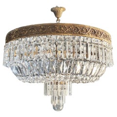 Plafonnier bas Plafonnier Crystal Chandelier Laiton Lustre Antique Art Nouveau