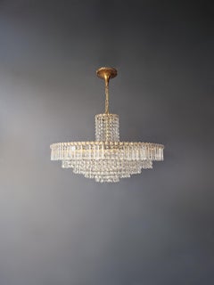 Low Plafonnier Crystal Chandelier Brass Lustre Ceiling Art Deco Gold Sparkle