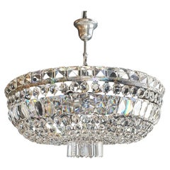 Plafonnier bas en cristal plafonnier laiton lustré Art Déco argent chromé