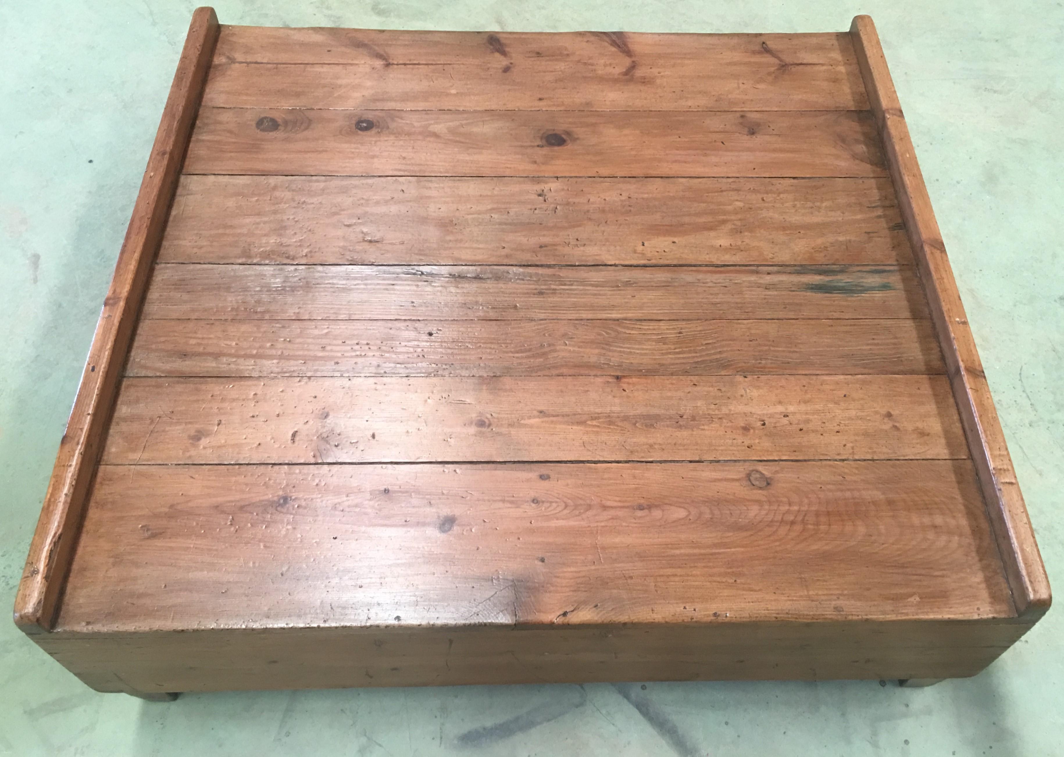 Art Deco Low Platform Coffee Table, Slabs of Antique Hardwood, Conductors Podium For Sale
