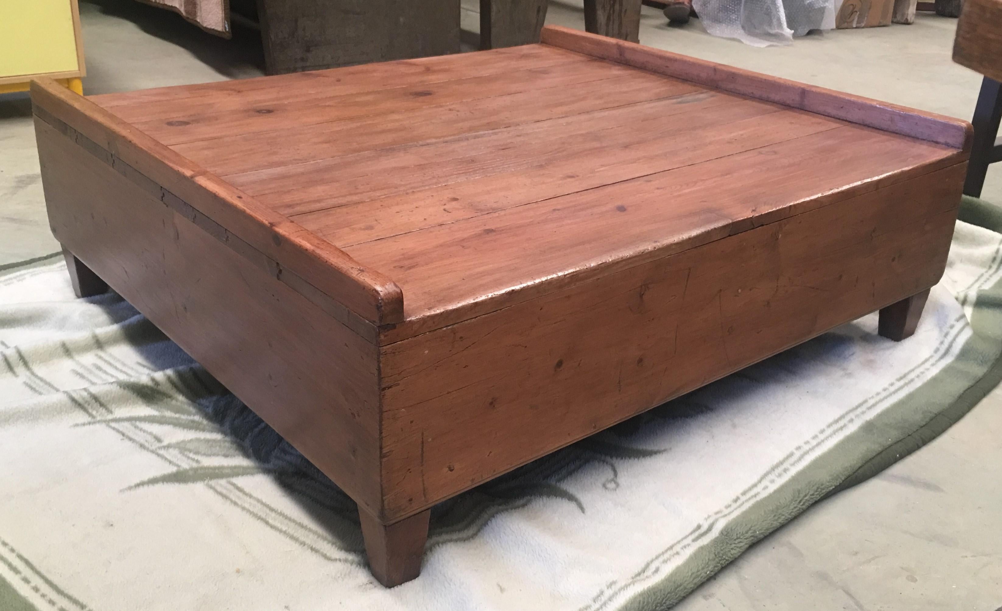 Low Platform Coffee Table, Slabs of Antique Hardwood, Conductors Podium In Good Condition For Sale In Miami, FL