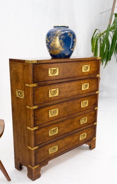 Low Profile Deep Campaign Style 5 Drawers Dresser Chest of Drawers Mint!