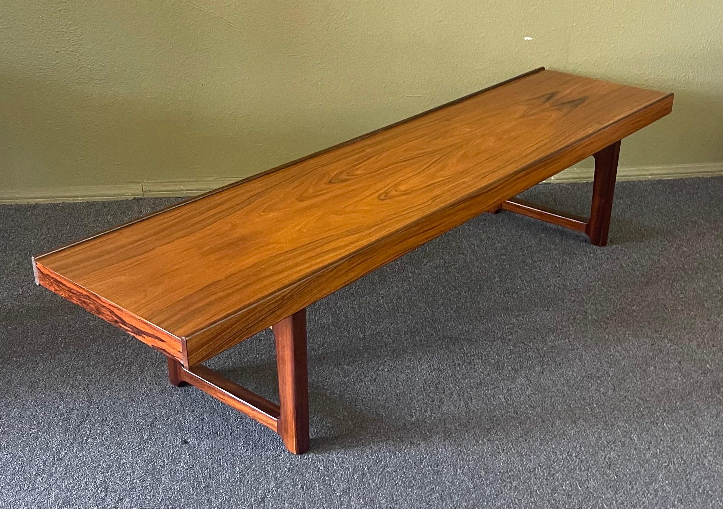 Low Profile Bench / Coffee Table in Rosewood by Torbjørn Afdal for Bruksbo For Sale 4