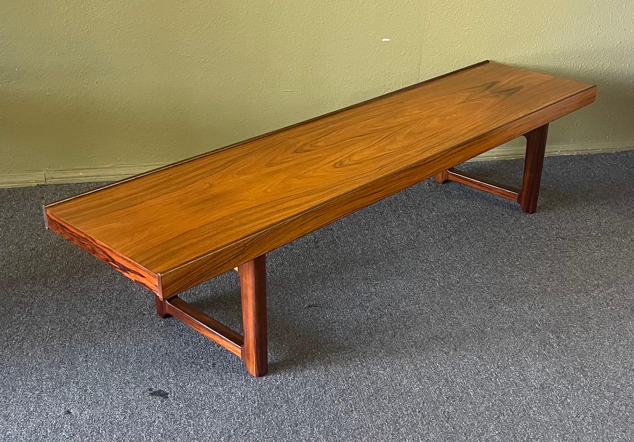 Scandinavian Modern Low Profile Bench / Coffee Table in Rosewood by Torbjørn Afdal for Bruksbo For Sale