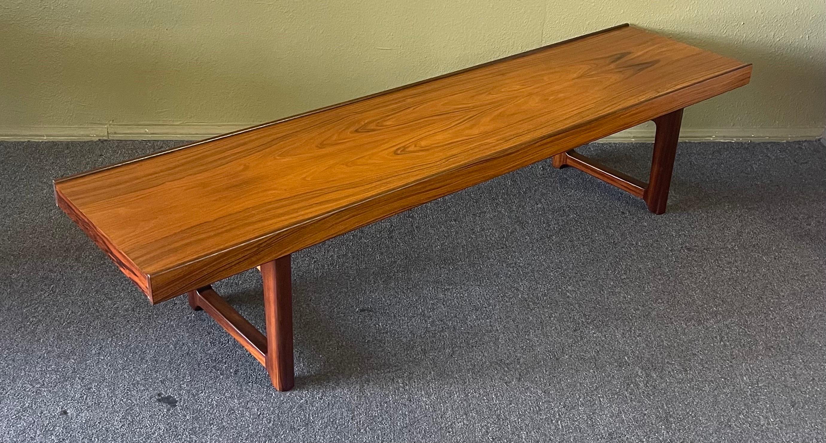 Low Profile Bench / Coffee Table in Rosewood by Torbjørn Afdal for Bruksbo For Sale 1