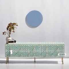 Low-Profile Bone Inlay Media Console with Cord Escapes by House of Jaipur